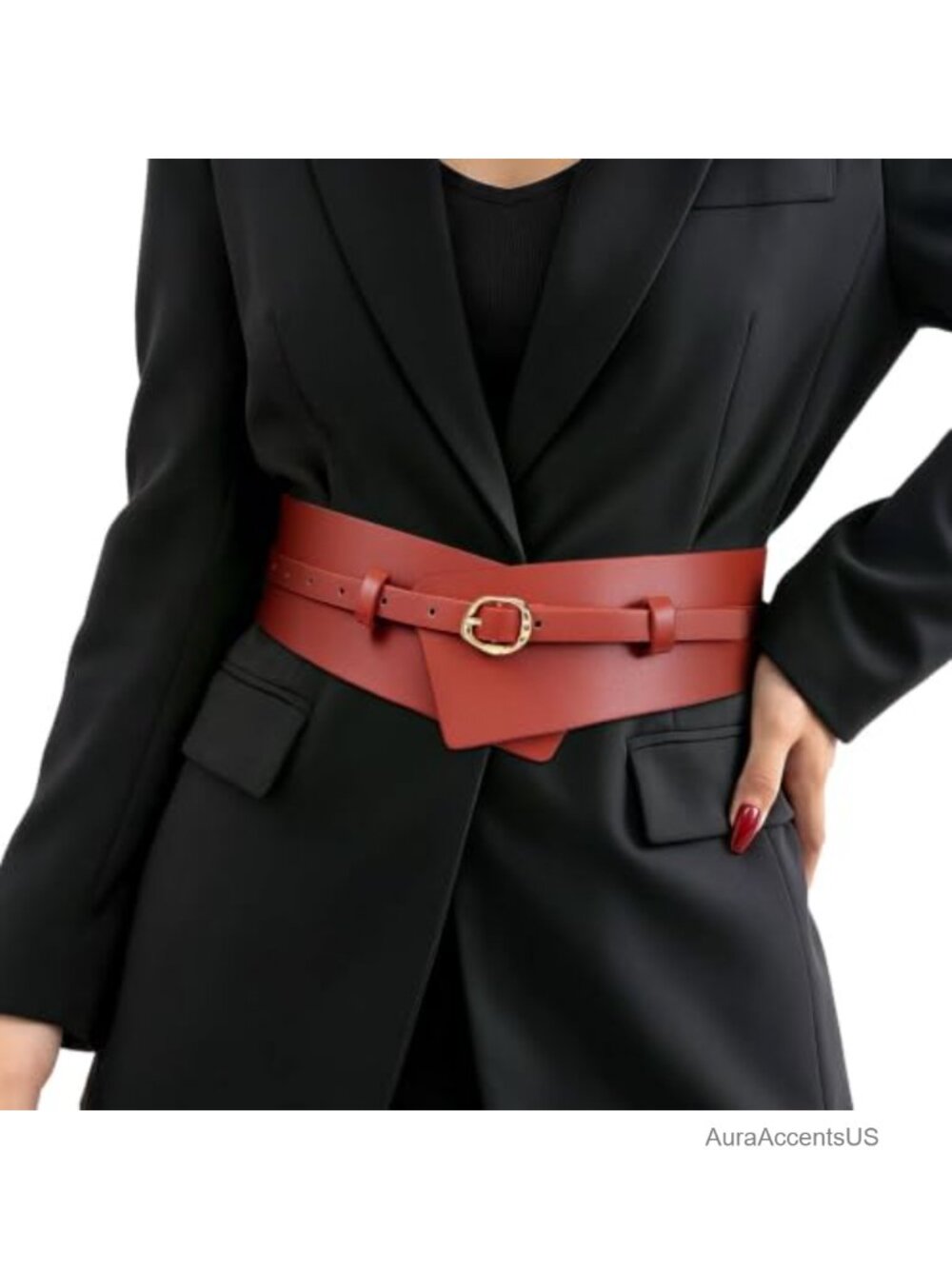 Wide PU Leather Waist Belt 2-in-1 Detachable Retro Corset Belt Women's Dress